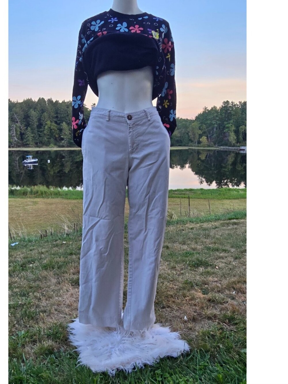 Vintage Y2K Gap Retro Cut Wide Leg Pants Khaki Beige Cotton Size 4